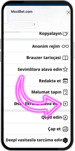 “Ana ekrana əlavə et” seçim pəncərəsi