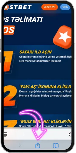 Safari Paylaş ikonuna toxunmaq