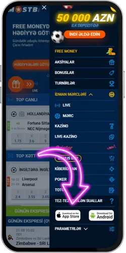 “iOS üçün Yüklə” — App Store keçidi olan düymə