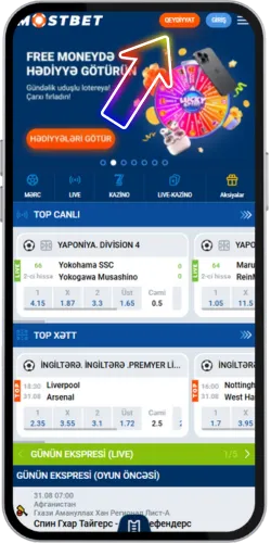 Mostbet AZ qeydiyyat düyməsi — ana səhifə